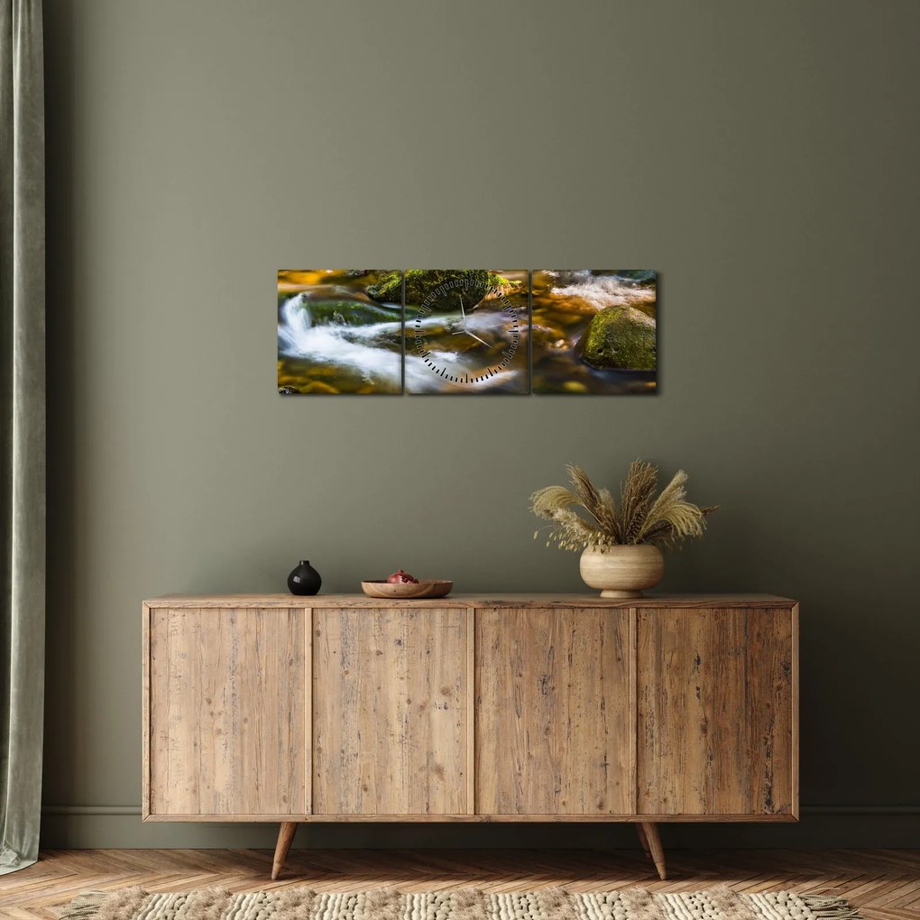 Obraz potôčiku (s hodinami) (90x30 cm)