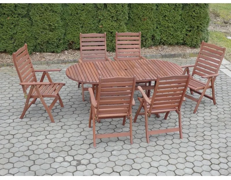 Záhradná stolová zostava Garen - 6 miest, hnedá