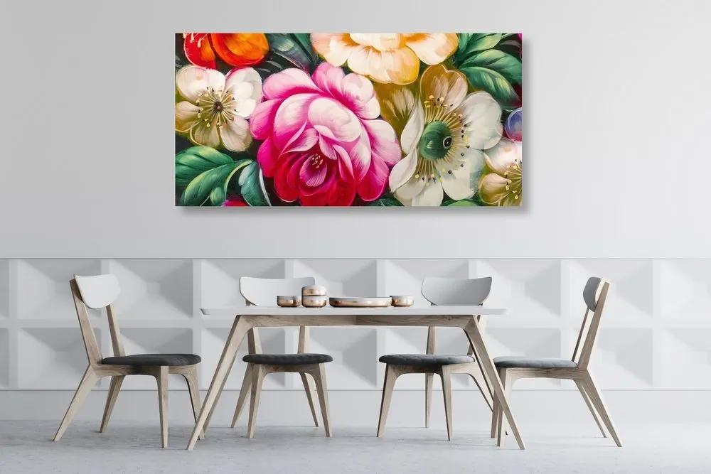Obraz pestrofarebný svet kvetín - 100x50