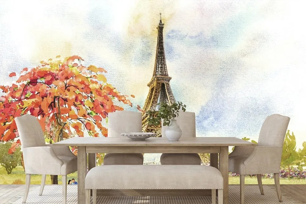 Tapeta Eiffelova veža v pastelových farbách - 225x150