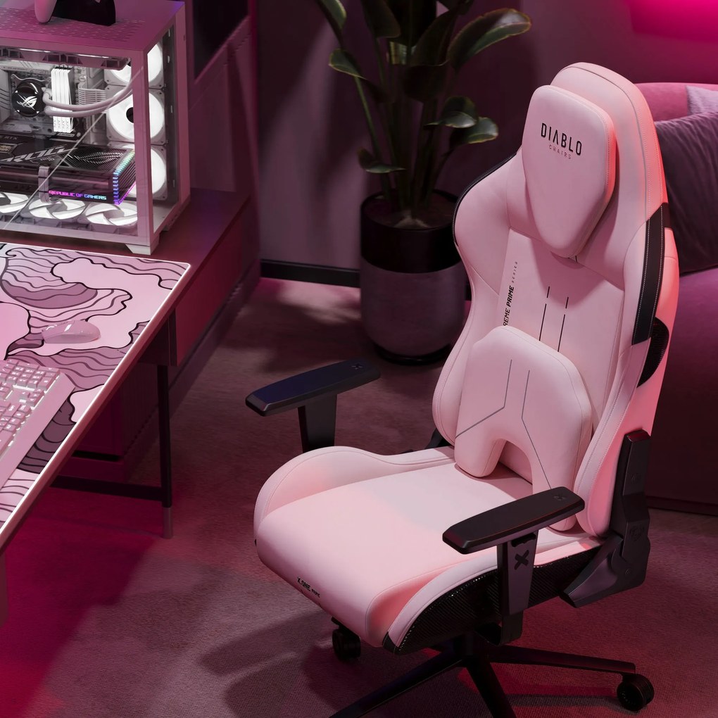 Herné kreslo Normal Size, čierno-ružovej farbe: Diablo X-One Prime Akira Pink