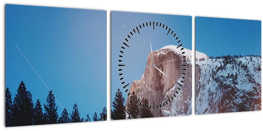 Obraz - Nočný vrchol hôr (s hodinami) (90x30 cm)
