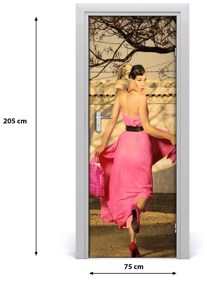 Fototapeta na dvere ľudia žena ružová 75x205 cm