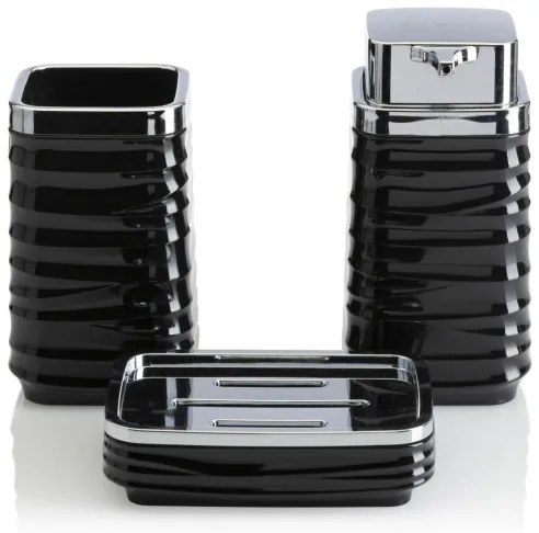 Kúpeľňový set WAVE 5 ks čierna/chróm