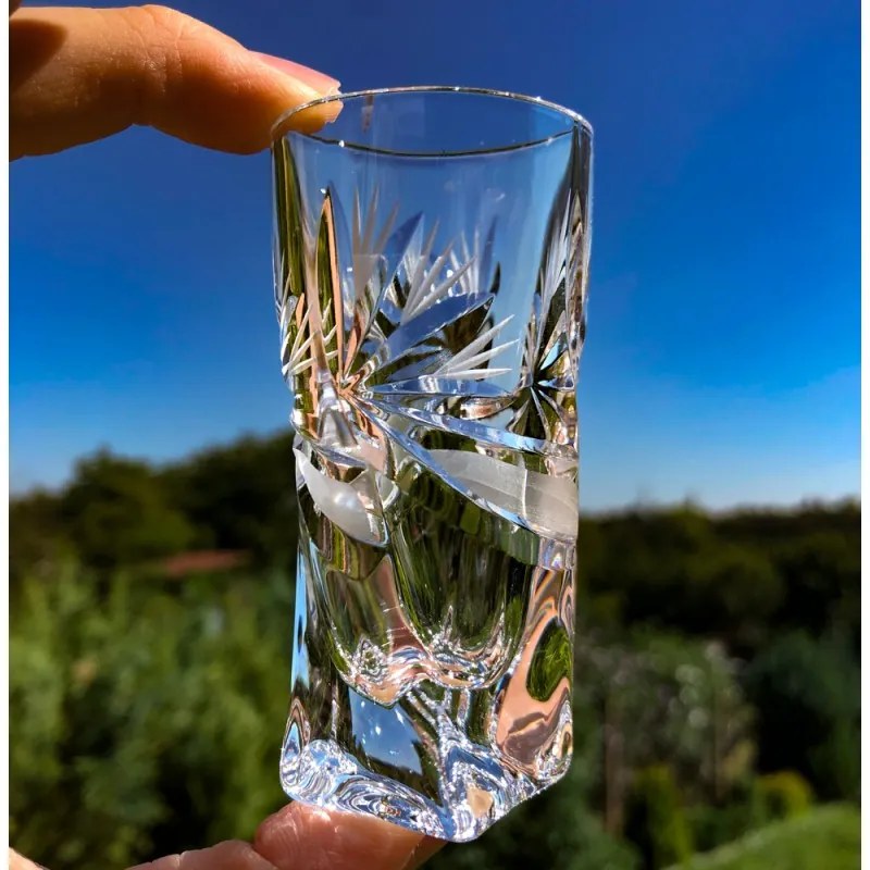 Onte Crystal Bohemia Crystal ručne brúsené poháre na destiláty Quadro Mašle 50 ml 2KS