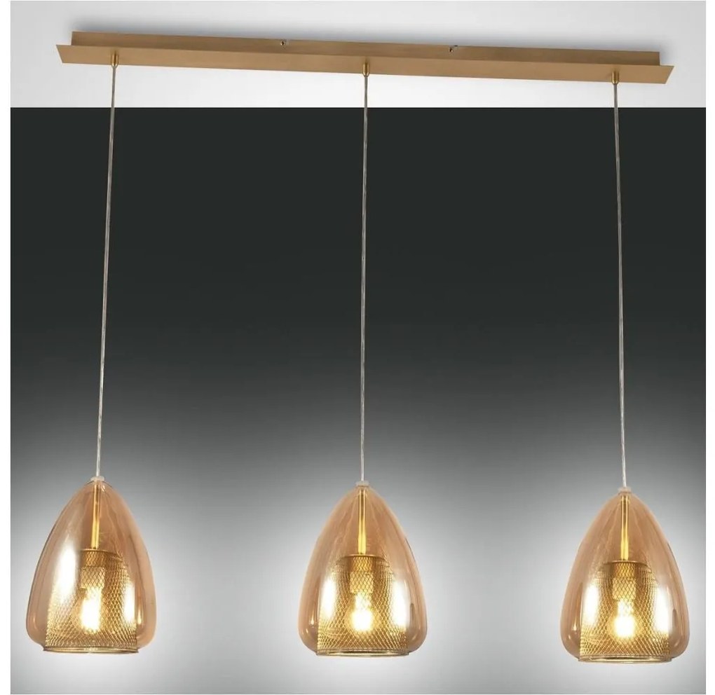 Fabas Luce 3673-48-125 - Luster na lanku BRITTON 3xE27/40W/230V zlatá