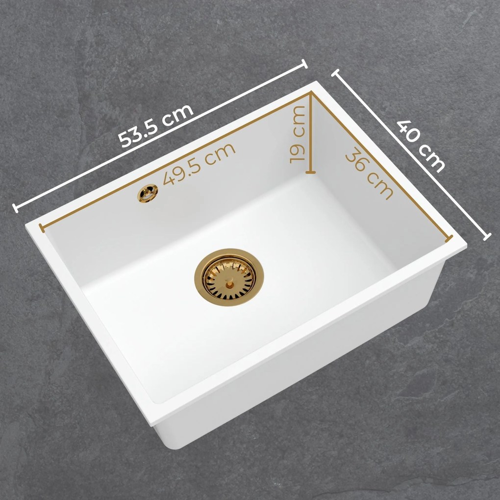 Sink Quality Crypton 60, kuchynský granitový drez 535x400x205 mm + chrómový sifón, čierna škvrnitá, SKQ-CRY.B.1KBO.60.X