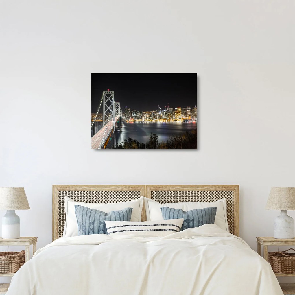 Sklenený obraz Brooklynského mostu a New Yorku (70x50 cm)