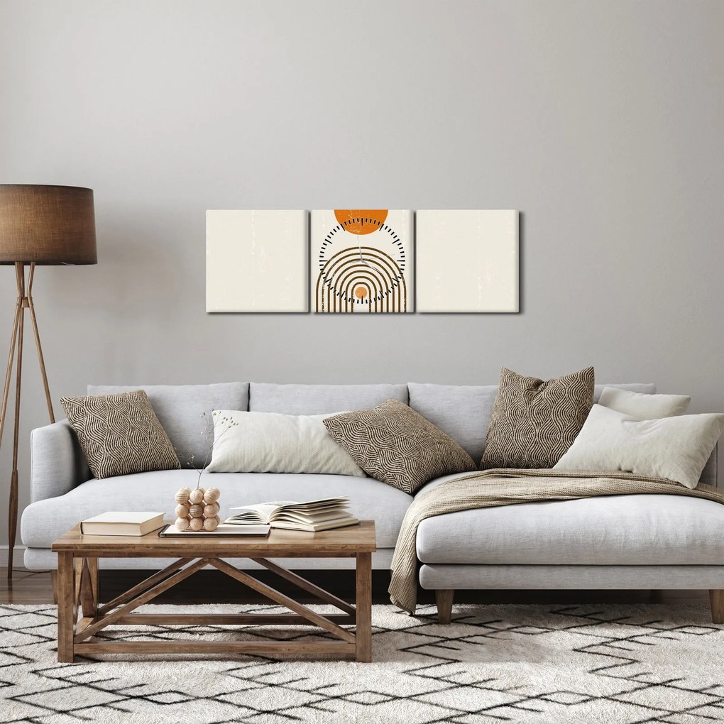 Obraz - Hnedé oblúky (s hodinami) (90x30 cm)
