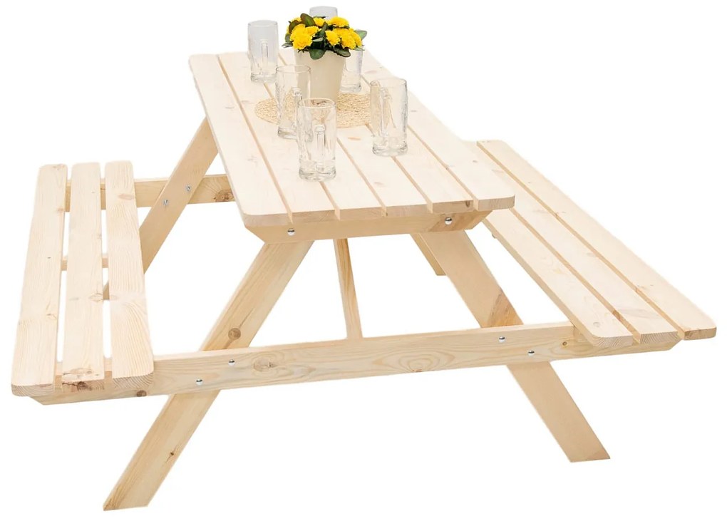 Deokork Masívny drevený pivný set z borovice 160 cm hrúbka 28 mm