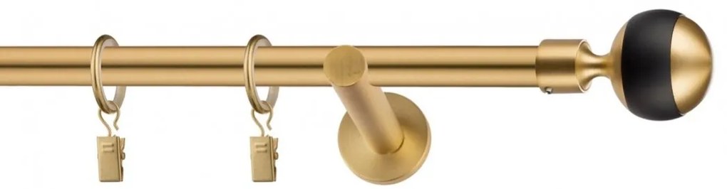 Dekorstudio Garniža jednoradová Guľa GLOBUS zlatá 19mm Dĺžka: 180cm, Typ uchytenia: Držiak otvorený, Typ príslušenstva: Krúžky tiché so štipcami