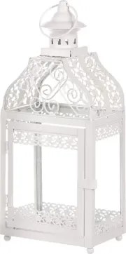 Kovový lampáš Mirja 37 cm, biela antik%