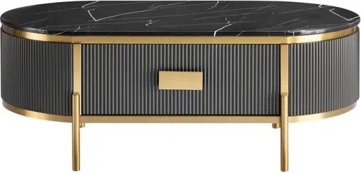 Konferenční stolek Stilig ST380A 124 cm zlatý/černý mramor