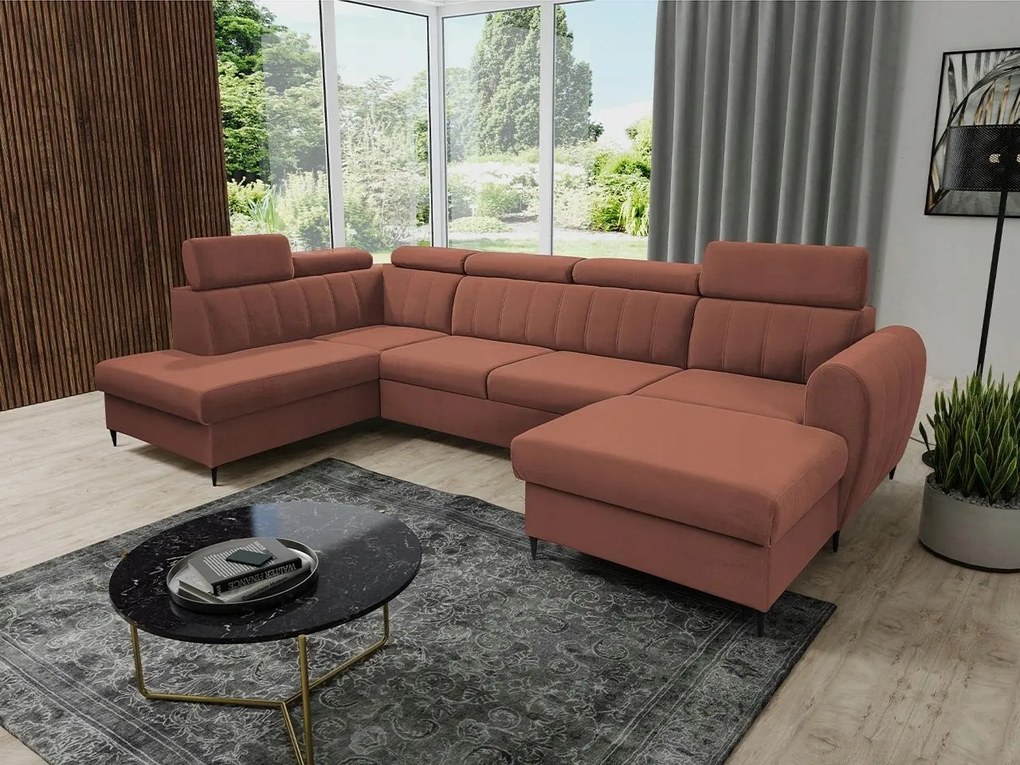 Rohová sedačka U Potazuro XL (terakota) (s úl. priestorom) (p)