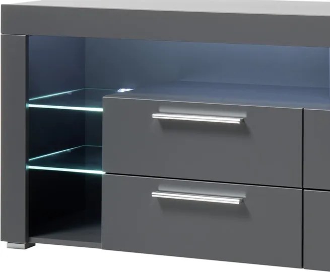 TV stolík Goal,  šedý, s osvetlením