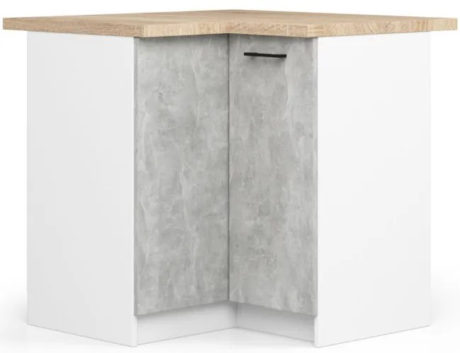 Rohová kuchynská linka OLIVIA 3 m s vitrínou betón