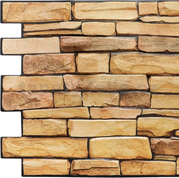 Obkladové panely 3D PVC TP10006921, cena za kus, rozmer 980 x 498 mm, kameň pieskový, GRACE