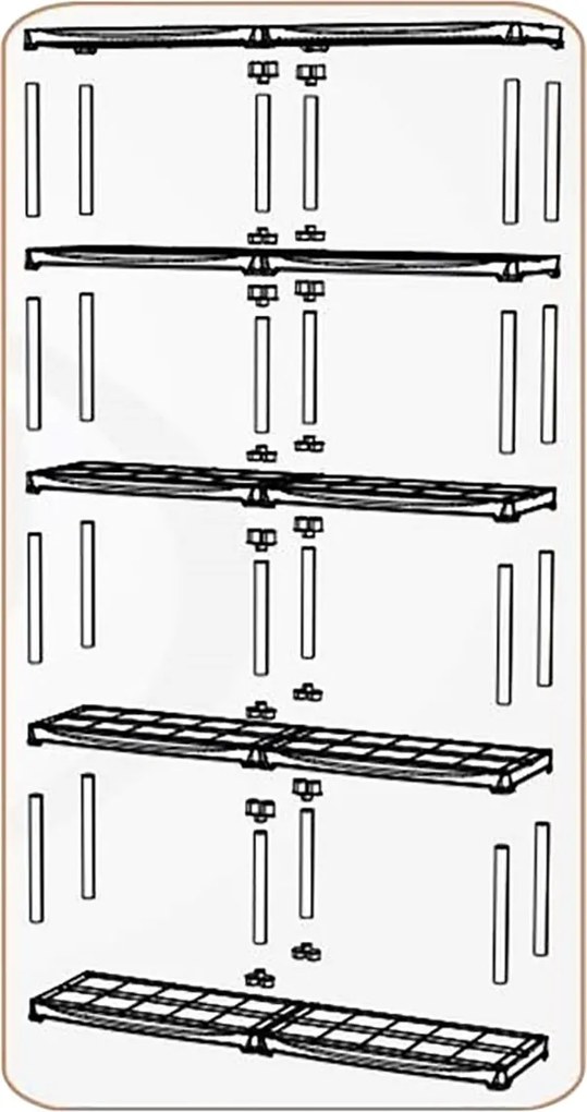 KIS-KETER Tribac 009509BK Regál Plus, 5 políc, šírka 75 cm