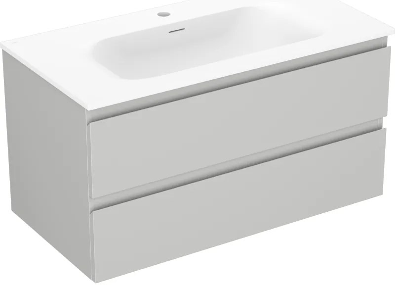 Mexen Orio, kúpeľňová skrinka 90 cm s umývadlom Vela, 2 zásuvky, šedá matná/biela matná, 91A10-09047-2-BFF62-W23M01