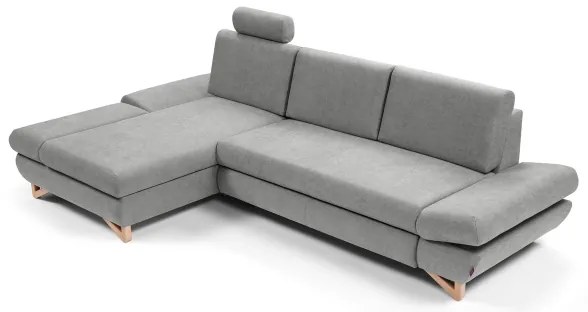 Rozkladacia rohová čalúnená sedacia súprava AVESTA do tvaru L, ľavé prevedenie, sivá, s úložným priestorom