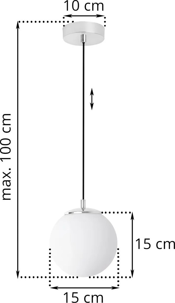 Závesné svietidlo Florence, 1x biele sklenené tienidlo, ch/b
