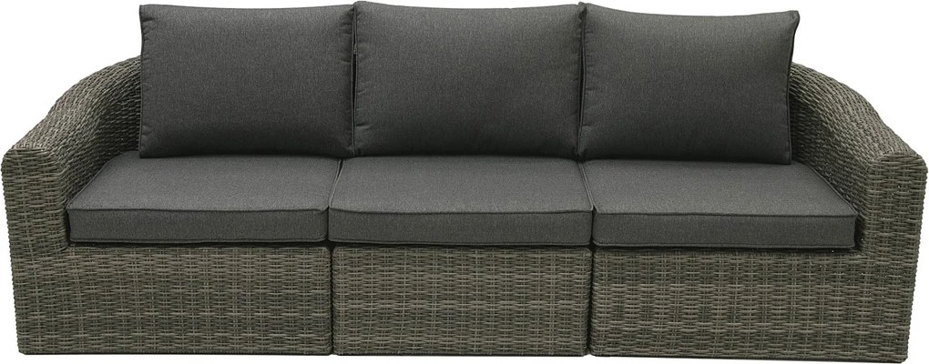 DEOKORK Ratanová lavica pre 3 osoby BORNEO LUXURY (sivá)
