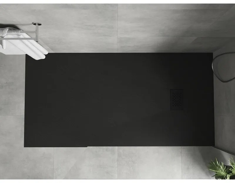 Mexen Hugo, obdĺžniková sprchová vanička SMC 180 x 90 cm, čierna, čierna krytka, 42709018-B