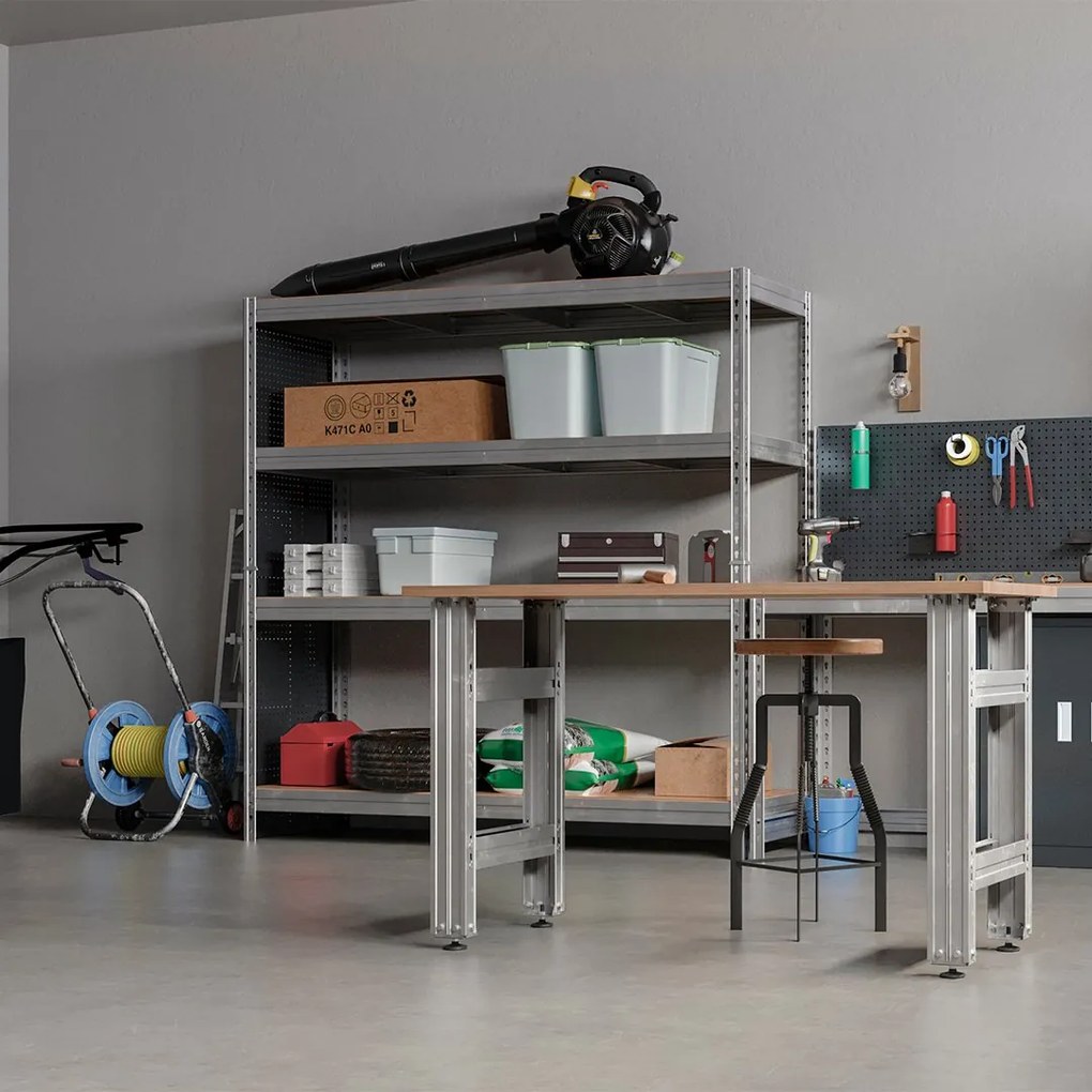 Kovové regály BULLRACK RIVET PRO 200x120x60 DTD drevotrieska 4 úrovne pozinkovaná