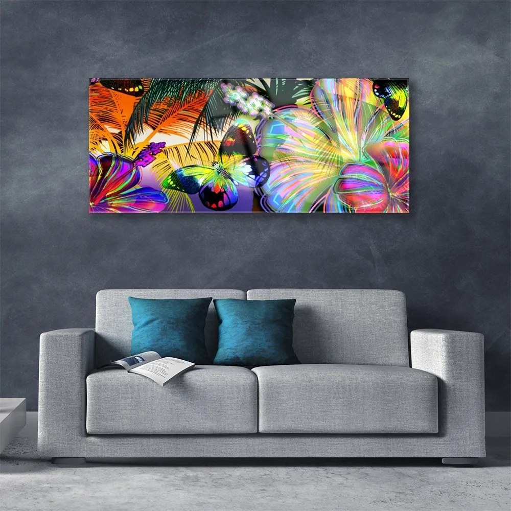Obraz plexi Abstrakcie motýle pierka 125x50 cm