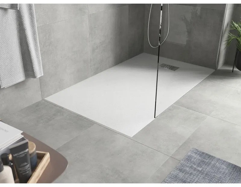 Mexen Hugo, obdĺžniková sprchová vanička SMC 150 x 70 cm, biela, oceľová krytka, 42107015-X