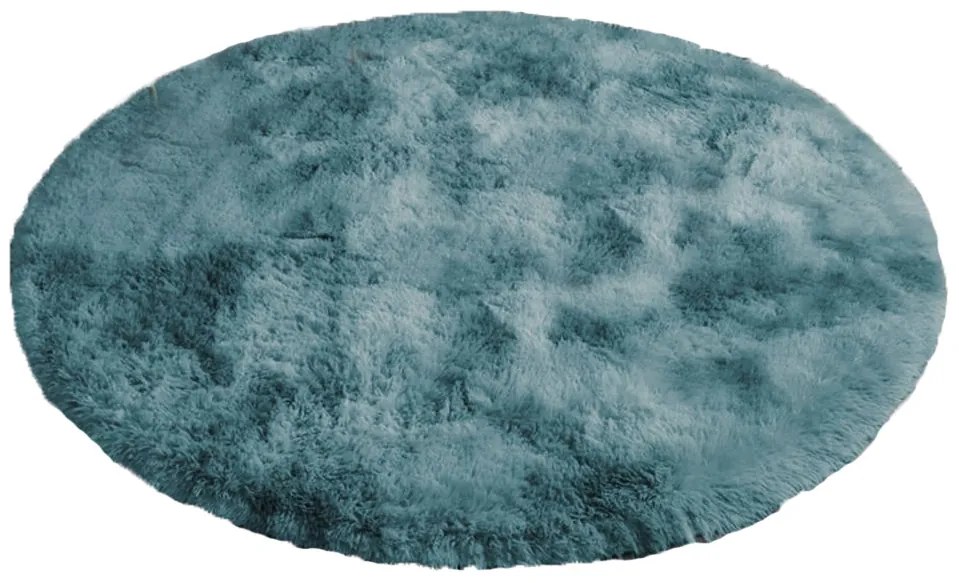 Tmavomodrý okrúhly shaggy koberec Ombre Rozmer: 90 cm