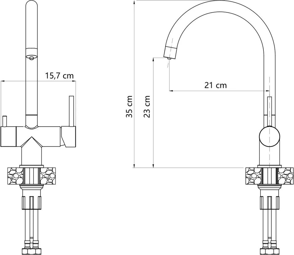 Quadron Caren, vysoká drezová batéria s pripojením vodného filtra, h-350, čierna matná, REA-B9608