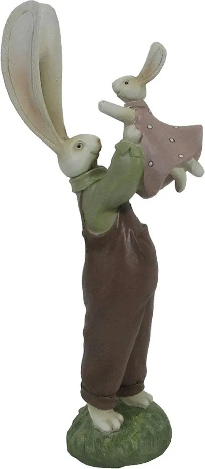 Dekorácia zajačie tatko s dieťaťom - 10*7*25 cm