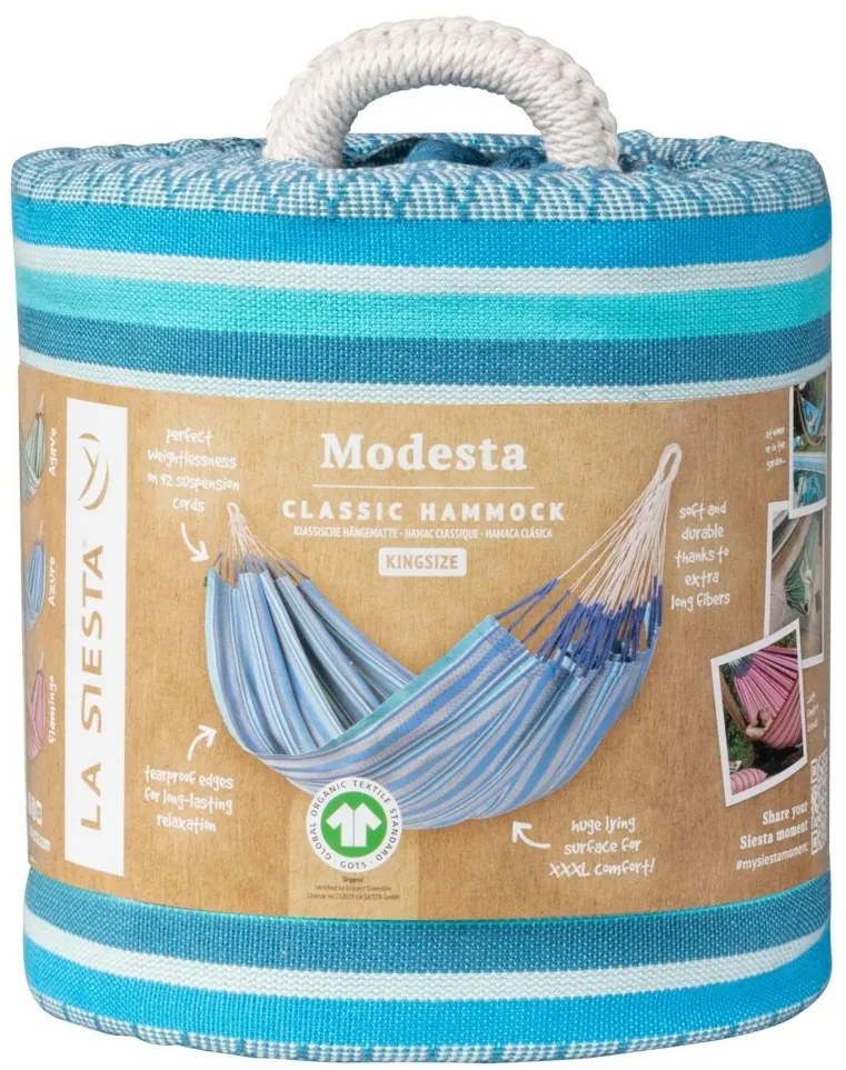 La Siesta Hojdacia sieť MODESTA KINGSIZE PATTERN - azure, 100 % organická bavlna