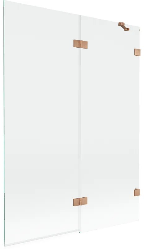 Mexen Lunar, 2-krídlová vaňová zástena pravá 130 x 150 cm, číre sklo, medená matná, 897-130-100-65-00-P