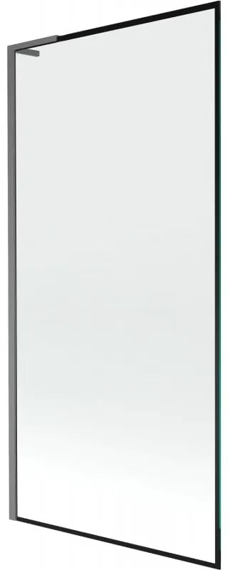 Mexen Next L, 1-krídlová vaňová zástena 90 x 150 cm, 6mm číre sklo-čierny vzor, grafitový profil, 895-090-000-03-70-66