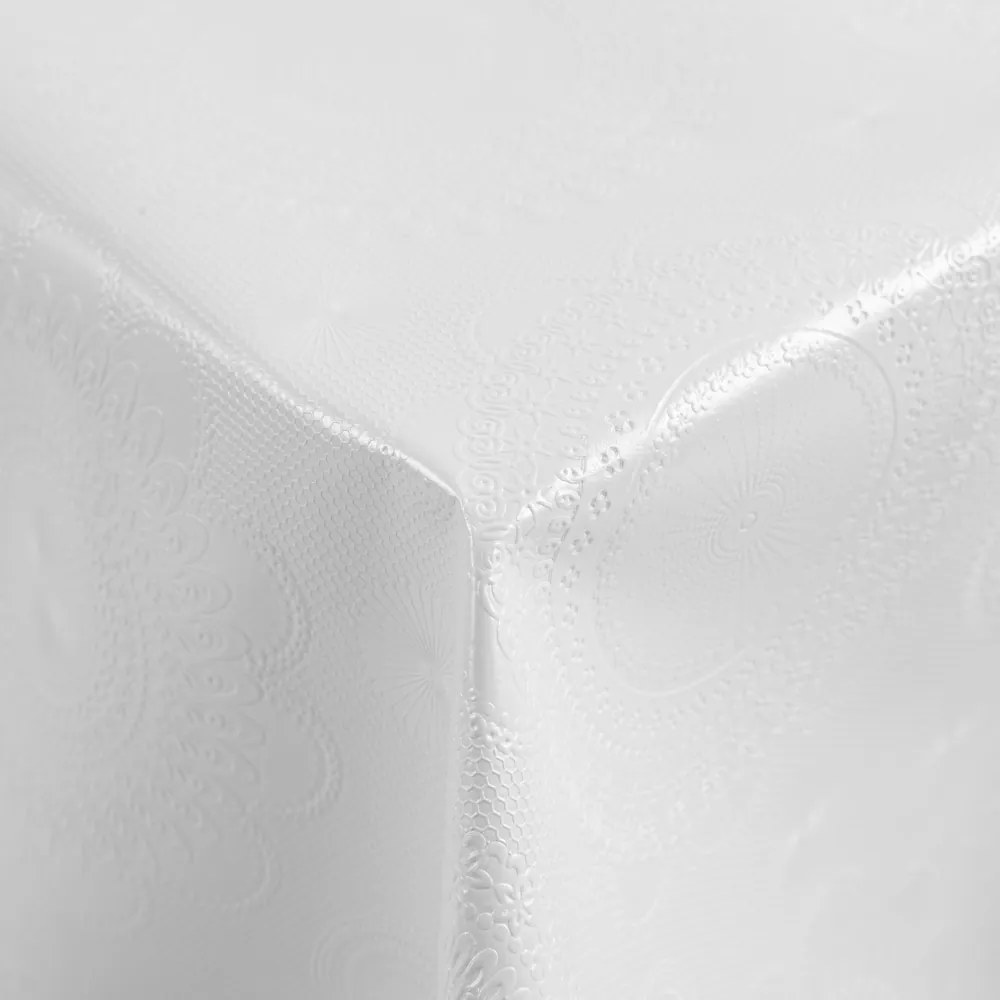 PVC obrus Vyrazené mandaly na krémovo bielom PV-201 - metráž š. 140 cm