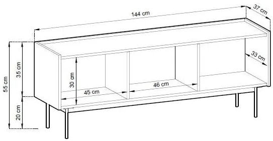 TV stolík Color 144 červený/dub linea
