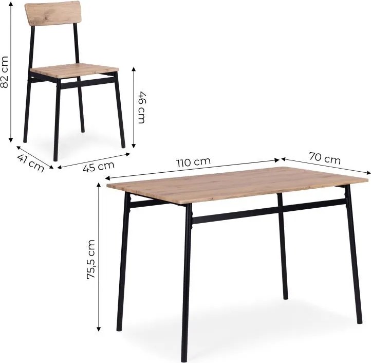 Sada nábytku do jedálne, kuchyne, stôl, 4 stoličky MALMO