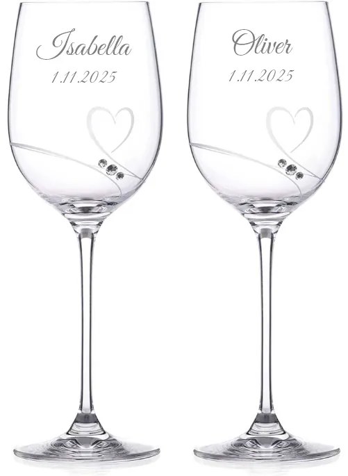 Dekorant Svadobné poháre na biele víno Romance simple s kamienkami Swarovski 330ml 2KS