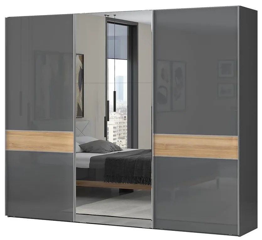 Skriňa 3d Onyx so zrkadlom pk281-og/on lakované pacific walnut/a