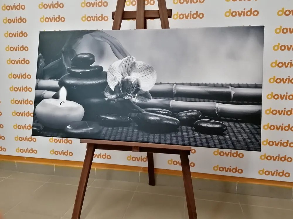 Obraz Feng Shui zátišie v čiernobielom prevedení