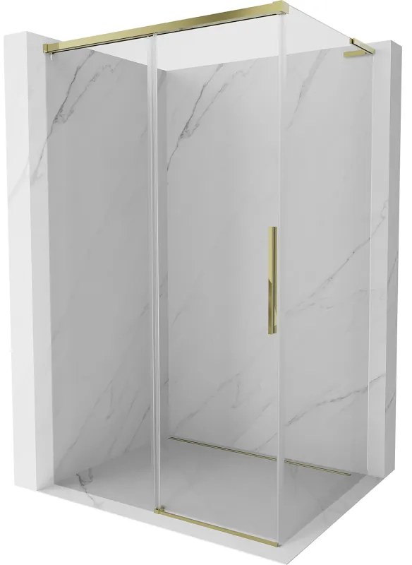 Mexen Rox, L posuvný sprchový kút 100 x 110 cm, číre sklo, zlatý profil, 8C2L-100-110-50-00