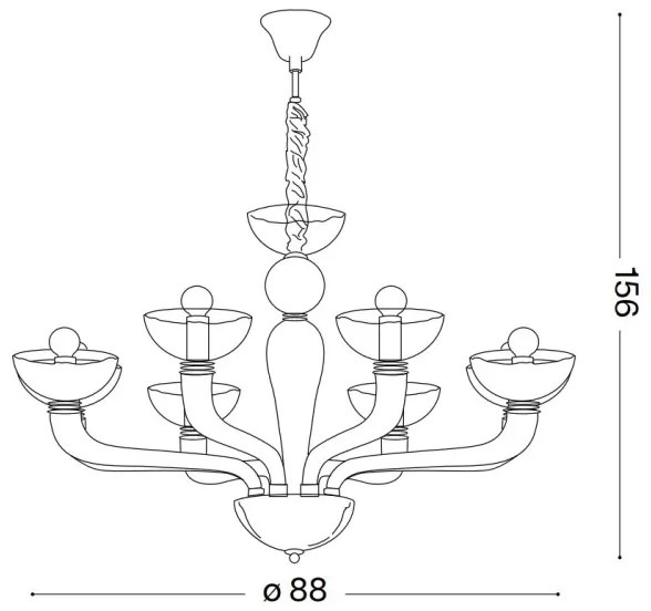 Ideal Lux - Luster na reťazi CASANOVA 8xE14/40W/230V pr. 88 cm číra