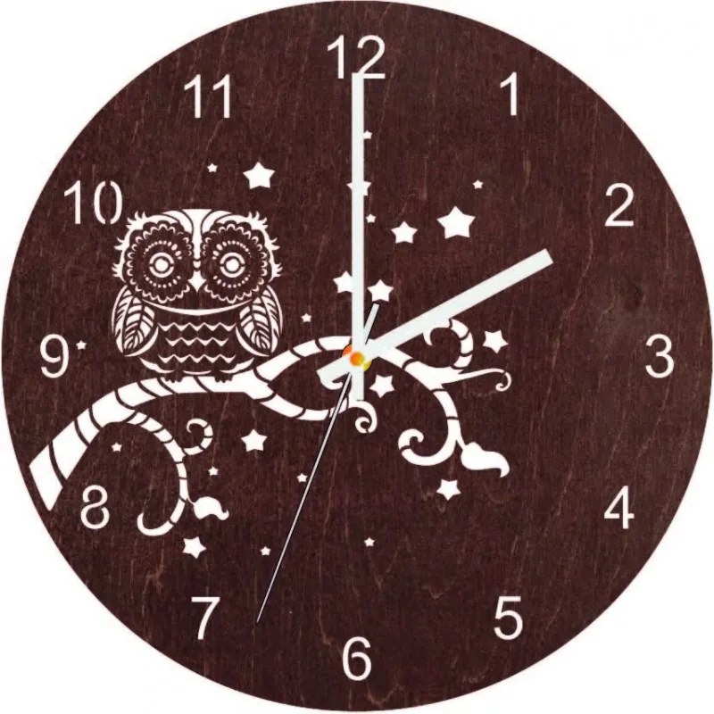 Nástenné hodiny z dreva - Sovička - prírodné aj farebné | SENTOP PR0443 PR0443 plywood