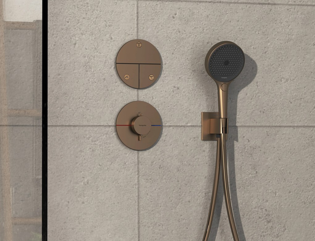 Hansgrohe ShowerSelect Comfort S, ventil pod omietku pre 3 spotrebiče, kartáčovaný bronz, HAN-15558140