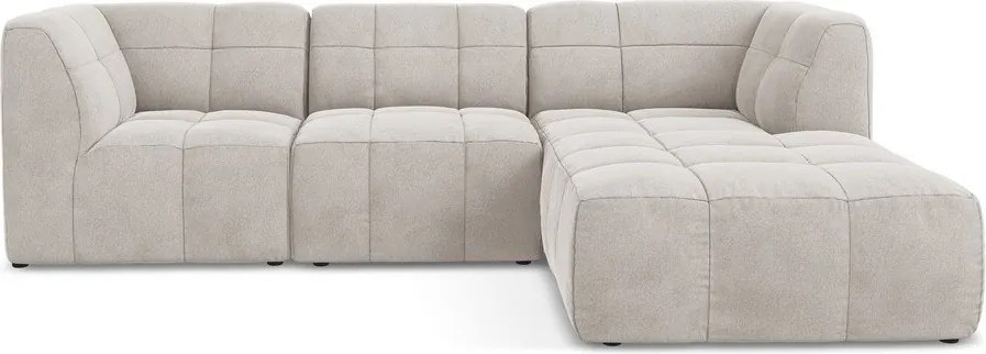 Béžová zamatová rohová pohovka (pravý roh/s leňoškou) Aloha – Makamii