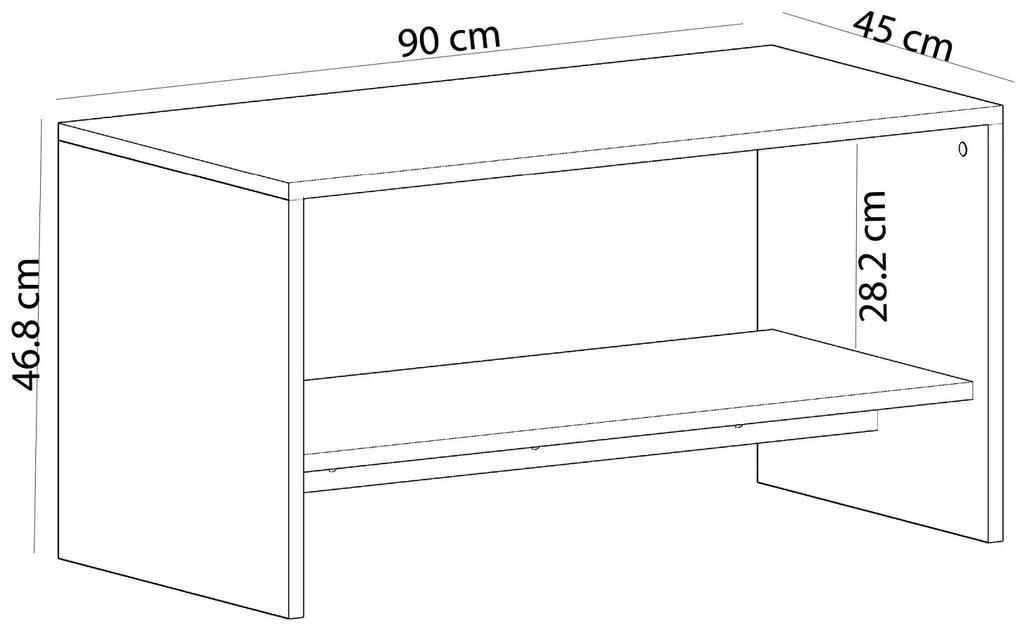 Dizajnový konferenčný stolík Wells 90 cm biely / dub