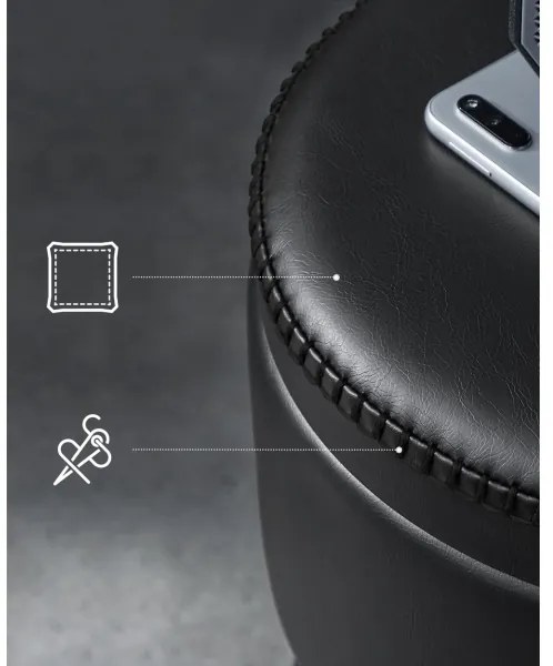 Kožený taburet CORE čierny