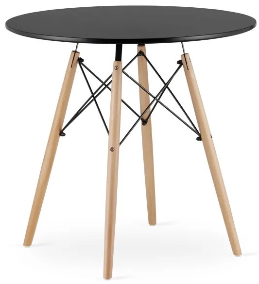 Jedálenský stôl TODI čierny 80 cm so štyrmi stoličkami MARK čierne / hnedé